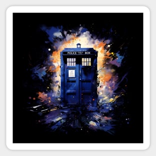 Tardis Watercolor - Time and Space Sticker